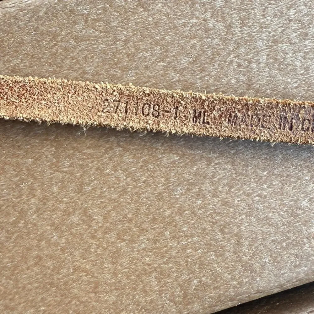 Tan Leather Skinny Belt with Brass Buckle M/L